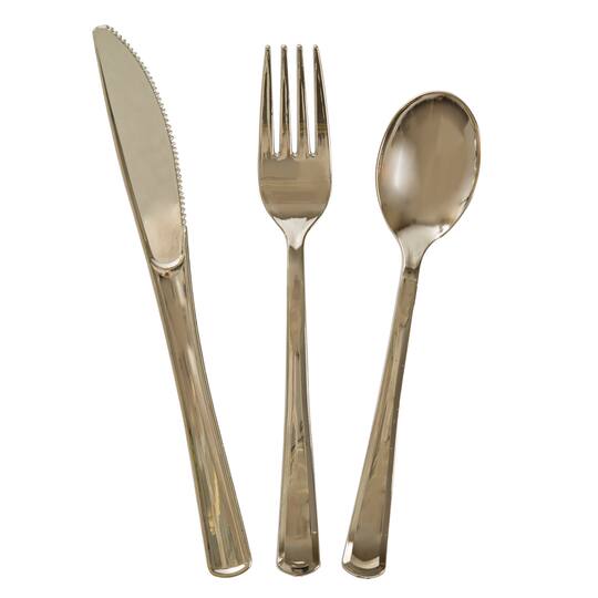 gold plastic silverware set gold party supplies